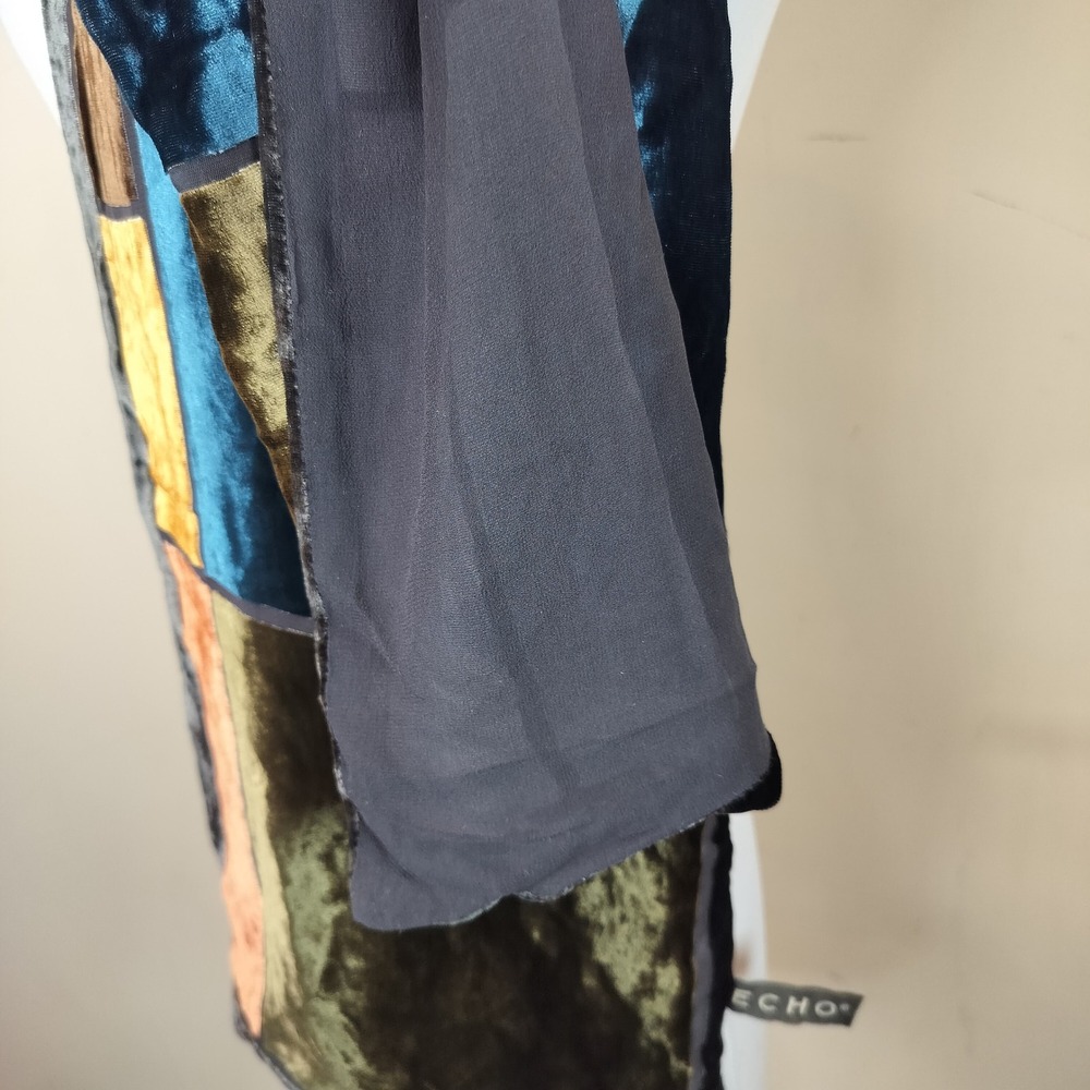 Echo Silk Blend Velvet Patchwork Scarf Jewel Tone… - image 7